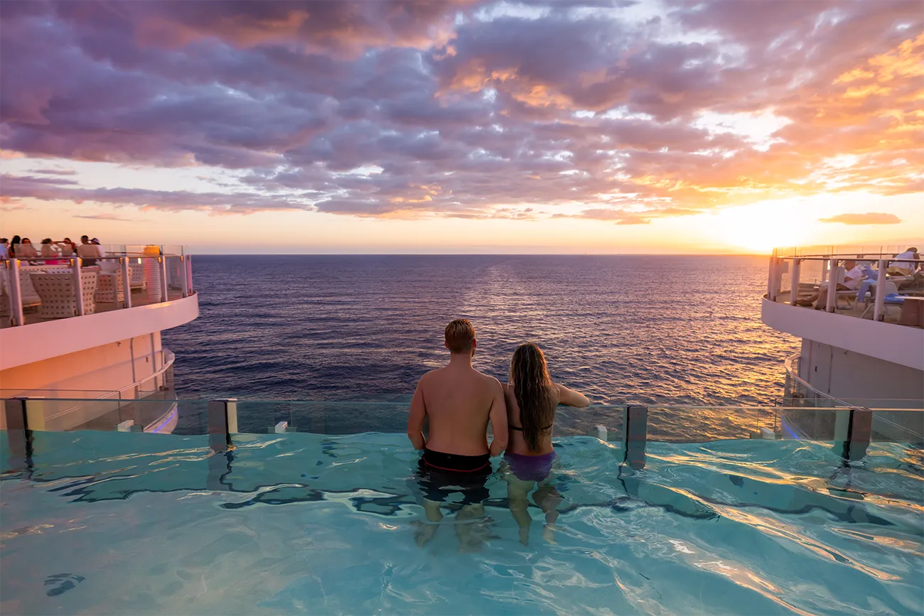 Couple in the pool on the Icon of the Seas cruise ship