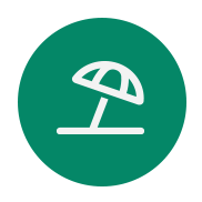 icon of white beach umbrella on green background