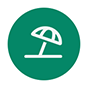 icon of white beach umbrella on green background