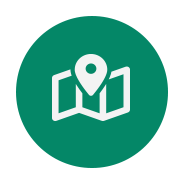 icon with white map and locator on green background